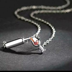 Silver wine glass necklace